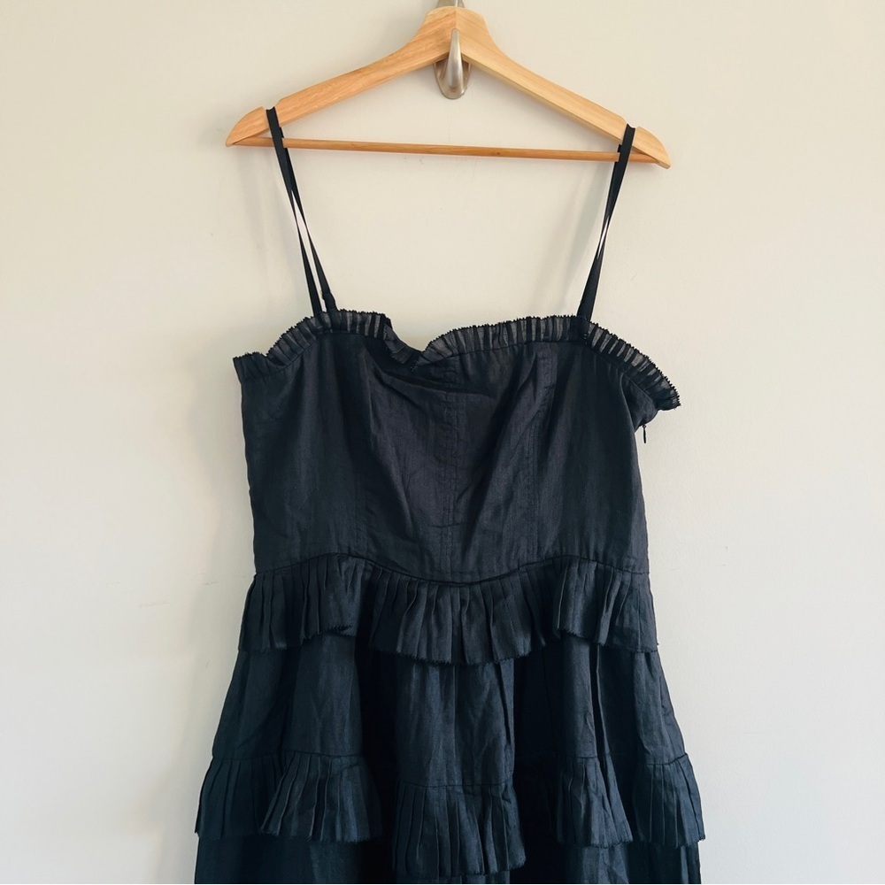New DOEN Operetta Ruffled Tiered Ramie-voile Maxi Dress in Black Size XL​​​ - Picture 3 of 13